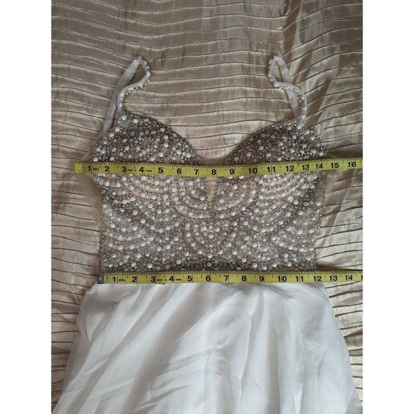 NWOT Size 2 Lulus white beaded rhinestone maxi dress. L570 - Picture 6 of 10